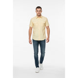 Banana Republic Cotton Men's Large Yellow Short Sleeve Dual Pocket Casual Shirt