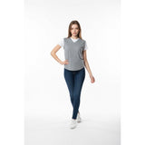 Asics Tee Women's V Neck Sleeve Gray Fitness T Shirt Size Medium
