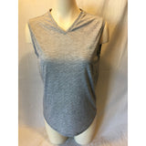 Asics Tee Women's V Neck Sleeve Gray Fitness T Shirt Size Medium