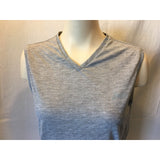 Asics Tee Women's V Neck Sleeve Gray Fitness T Shirt Size Medium