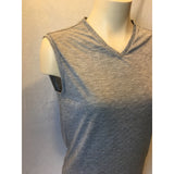 Asics Tee Women's V Neck Sleeve Gray Fitness T Shirt Size Medium