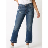 Jordache Cropped Boot Cut High Rise Blue Jeans Women's Size 12 Raw Hem Distresse