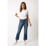 Jordache Cropped Boot Cut High Rise Blue Jeans Women's Size 12 Raw Hem Distresse