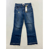 Jordache Cropped Boot Cut High Rise Blue Jeans Women's Size 12 Raw Hem Distresse