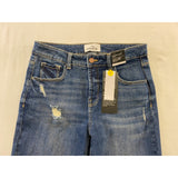 Jordache Cropped Boot Cut High Rise Blue Jeans Women's Size 12 Raw Hem Distresse