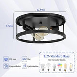 SKEJAO 13 inch Black Flush Mount Ceiling Light Fixture,2-Light NEW