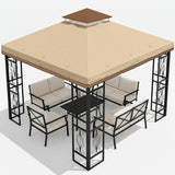 Gazebo Replacement Top Cover 10X10 FT Double Tier Polyester Waterproof Two Tone NEW