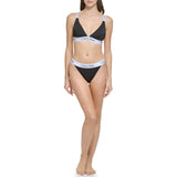 Calvin Klein Womens Silky Rib Fabric Triangle Bra Top Black Size Large NWT