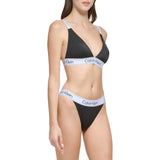 Calvin Klein Womens Silky Rib Fabric Triangle Bra Top Black Size Large NWT