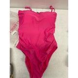RELLECIGA WOMEN'S XL MOLDED CUP SWIMSUIT PINK Ruched Sides Neon Rose NWT