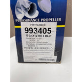 Michigan Wheel 993405 Apollo D-Series 3-Blade Stainless Steel Propeller - RH, 10-3/4" Diameter x 12" Pitch