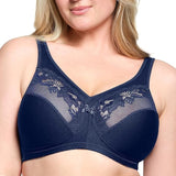 Glamorise #1003 MagicLift Wirefree Blue Minimizer Support Bra NWOT