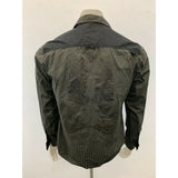 Guess Jeans Men's Medium Logan Black Gray Striped Button Up Casual Back Graphic