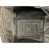 Guess Jeans Men's Medium Logan Black Gray Striped Button Up Casual Back Graphic