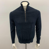 Guess Los Angeles Men's Dark Navy Blue Long Sleeve Sweatshirt 1/4 Zipper Front Size Medium Cotton