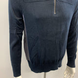 Guess Los Angeles Men's Dark Navy Blue Long Sleeve Sweatshirt 1/4 Zipper Front Size Medium Cotton