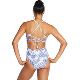Speedo Swimsuit One Piece Double Cross Back Women's 8 Cerulean Blue NWT