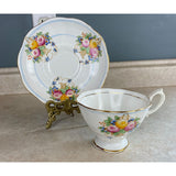 Royal Albert England Bone China Basket Full Of Flowers Tea Cup And Saucer Set