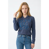 Aeropostale Women's Hoodie Large Blue Beaded Spell Out Long Sleeve Sweatshirt