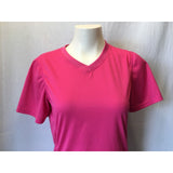 Diadora Women's Athletic Short Sleeve V-Neck Pink Top Size Medium