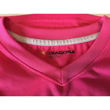 Diadora Women's Athletic Short Sleeve V-Neck Pink Top Size Medium