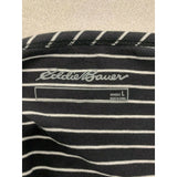Eddie Bauer Henley Shirt  Women's Large Gray White Striped Cotton Long Sleeve