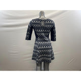 Divided H&M Women's Blue Patterned Long Sleeve Midi Dress Fitted Waist Size 10 Cotton
