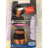 Hanes CF49P6 Women's Seamless Boyshort Underwear Comfort Flex 6-Pack Assorted S