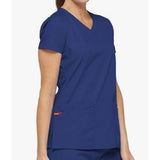 Dickies Womens EDS Scrub Signature V-Neck Top Patch Pockets XXS Galaxy Blue