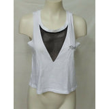PINK Victoria Secrets Women's S white & black tank silver sequined spellout