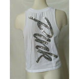 PINK Victoria Secrets Women's S white & black tank silver sequined spellout