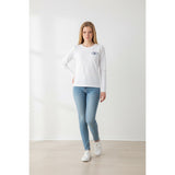 Roots Kids Long Sleeve T Shirt Girls Size XL White Crew Neck Cotton Logo Tee