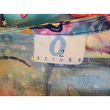 O2 Scrubs Women's V Neck Short Sleeve Multi Color Medical Scrub Top Size Small