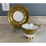 Royal Albert Consort Series Gold On Gold Lace Tea Cup And Saucer Set