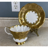Royal Albert Consort Series Gold On Gold Lace Tea Cup And Saucer Set