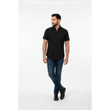 Vanderbilt Men's Shirt Black Small 100% Polyester Microfibre soft short sleeve