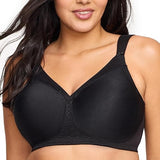 Glamorise womens Magiclift Seamless T-shirt Bra Wirefree #1080 Black  NWOT