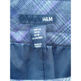 H&M Women's Gray Purple Plaid A Line Polyester Blend Side Zipper Skirt Size 12