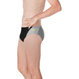 Speedo Mens ML 36 Swimsuit Brief Eco Slice Prolt Solid Adult Black/Gray NWT