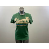 Who A.U Women's Graphic T Shirt Size Large Green Short Sleeve Cotton Crew Tee