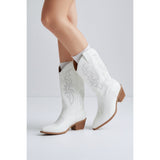 COWBOY BOOTS - MID CALF WOMEN S SIZE 10 White Embroidered Soft Top