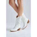 COWBOY BOOTS - MID CALF WOMEN S SIZE 10 White Embroidered Soft Top