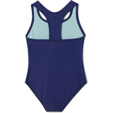 Speedo Girl's Swimsuit One Piece Closed Racerback Navy Blue Size 8 NWT