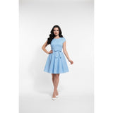 Dressystar Womens 1950s Retro Prom Dress Cap Sleeve Midi XL Polka Dot Blue NWT