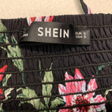 Shein Women's Black Floral Spaghetti Strapped Crop Top Tie down String Design Size Small Rayon