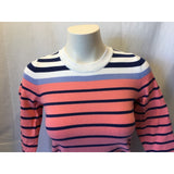 Eddie Bauer Women's Peach Blue White Striped 3/4 Sleeve Sweater Size XS