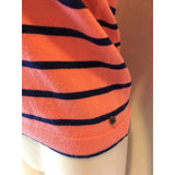 Eddie Bauer Women's Peach Blue White Striped 3/4 Sleeve Sweater Size XS