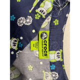 Crocs Medical Scrub Top Women's Size Small V Neck Owl Print Blue Short Sleeve Cotton