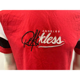 Reckless Embroidered T Shirt Men's Size Small Cotton/Poly Red Short Sleeve Tee