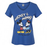 Mickey & Minnie Disney Store V Neck Blue S/S Graphic Women's T Shirt Size Medium